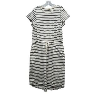 Pact Women's White Organic Cotton Relaxed Slub Weekend Dress Vacation Casual M